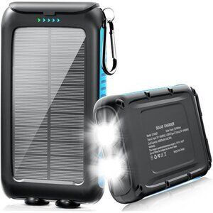 Solar Power Bank 49800mAh Waterproof Fast Charging USB C LED Flashlight